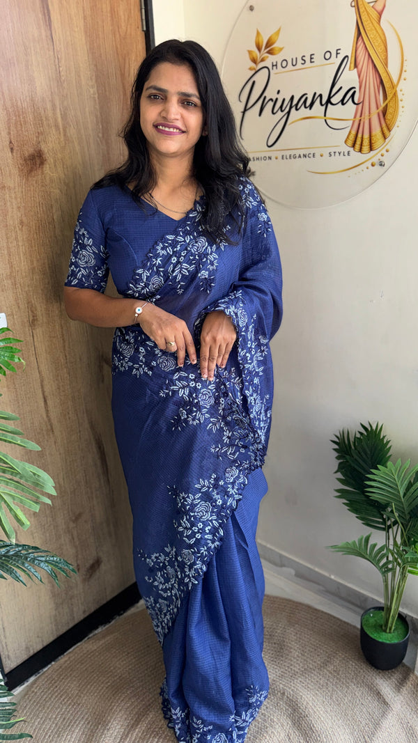 Festive Wear Kota Embroidery Saree with Embroidered Running Blouse — HOP197