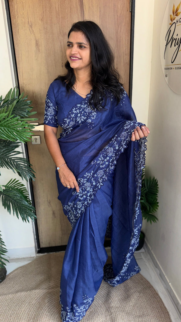 Festive Wear Kota Embroidery Saree with Embroidered Running Blouse — HOP197