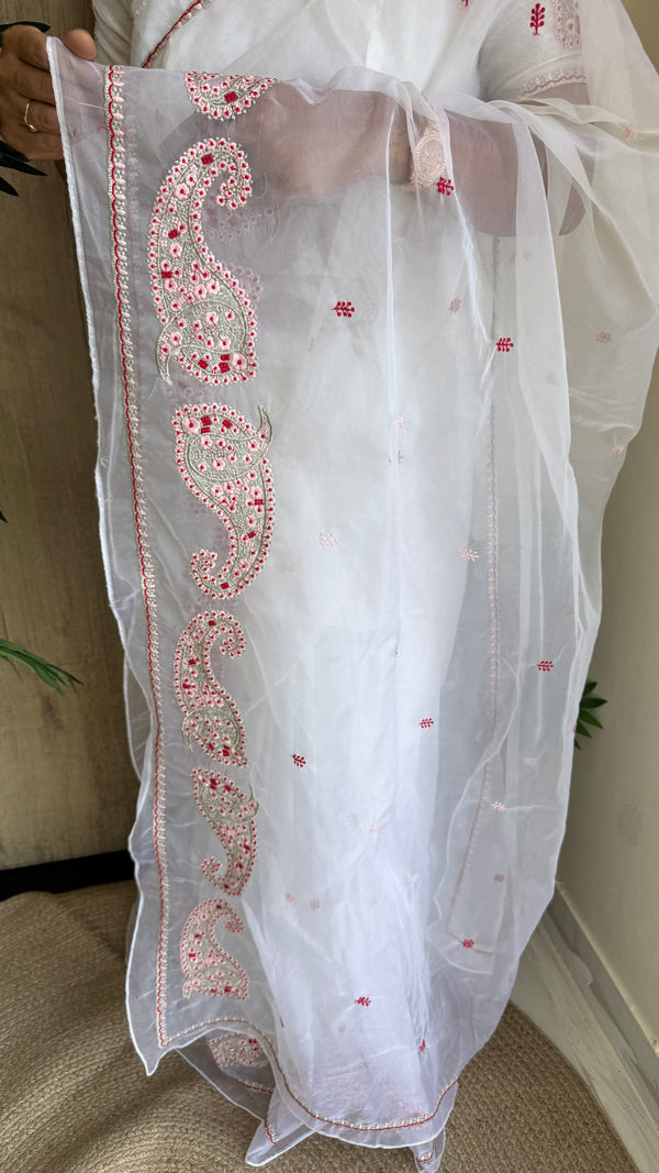 Festive Wear Tabby Organza Saree with Embroidered Sleeves Running Blouse — HOP198
