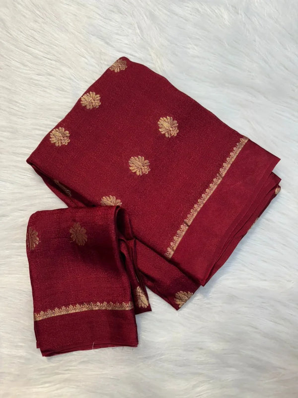 Wedding Wear Pure Soft Viscose Khadi Silk Saree with Jacquard Design & Satin Border — HOP182