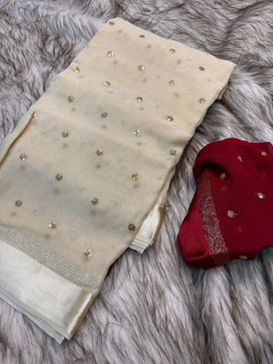 Festive Wear Viscose Georgette Sequence Butti Saree — HOP189