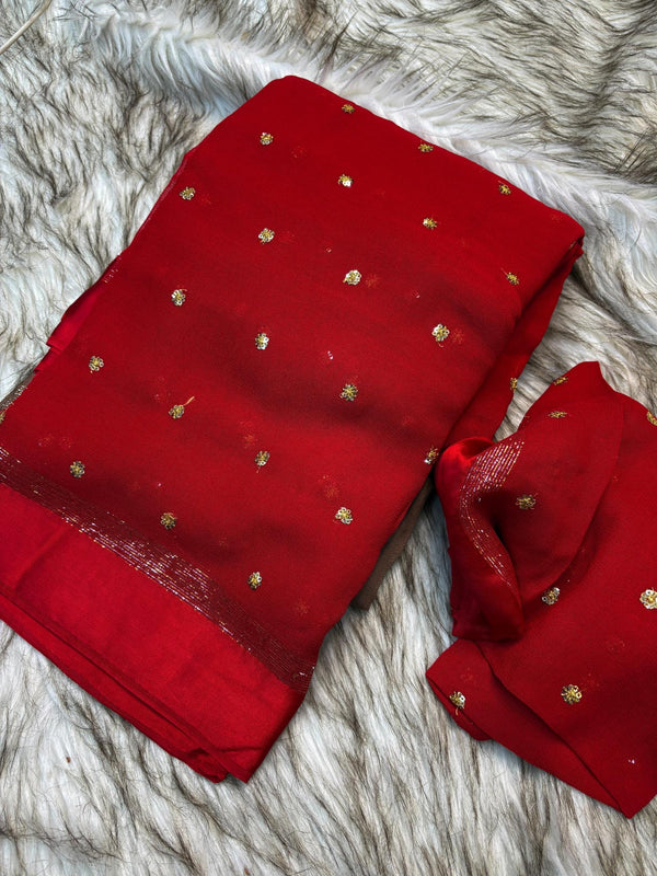 Festive Wear Viscose Georgette Sequence Butti Saree — HOP189
