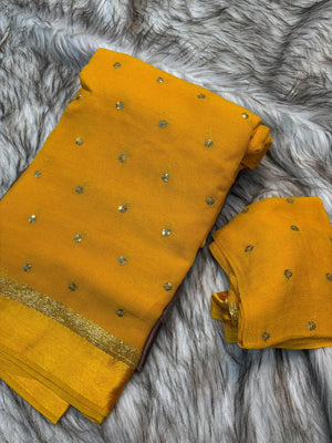 Festive Wear Viscose Georgette Sequence Butti Saree — HOP189