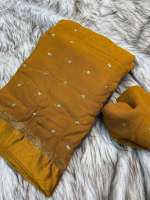 Festive Wear Viscose Georgette Sequence Butti Saree — HOP189