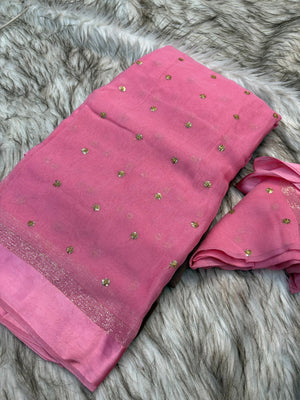 Festive Wear Viscose Georgette Sequence Butti Saree — HOP189