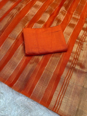 Premium Organza Saree with Elegant Stripe Patta Pattern — HOP179