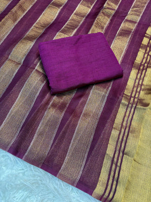 Premium Organza Saree with Elegant Stripe Patta Pattern — HOP179