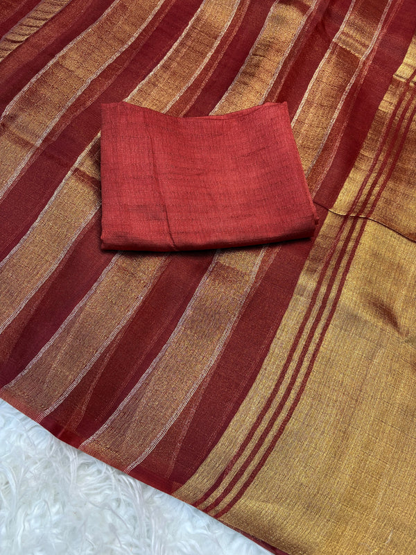 Premium Organza Saree with Elegant Stripe Patta Pattern — HOP179