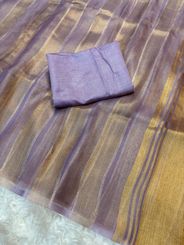 Premium Organza Saree with Elegant Stripe Patta Pattern — HOP179