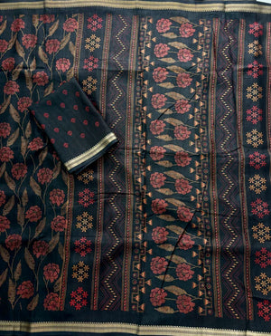 HOP159 — Soft Silk Saree with Jacquard Zari Work Border