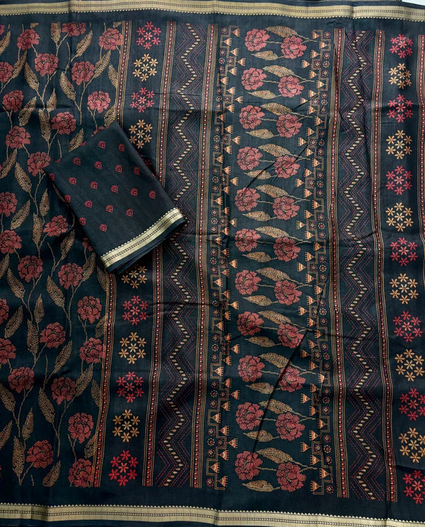 HOP159 — Soft Silk Saree with Jacquard Zari Work Border
