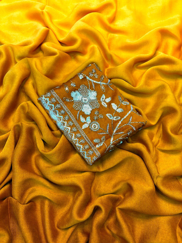Wedding Wear Rangoli Crush Saree with Shaded Effect & Beads Work Blouse — HOP184