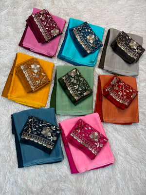 Wedding Wear Rangoli Crush Saree with Shaded Effect & Beads Work Blouse — HOP184