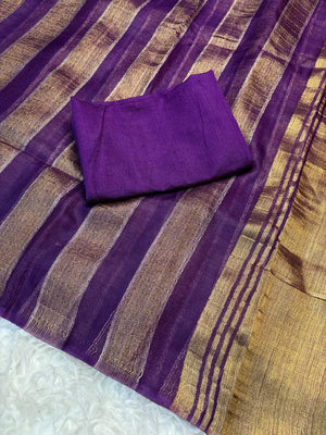Premium Organza Saree with Elegant Stripe Patta Pattern — HOP179