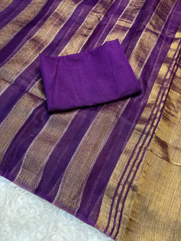 Premium Organza Saree with Elegant Stripe Patta Pattern — HOP179