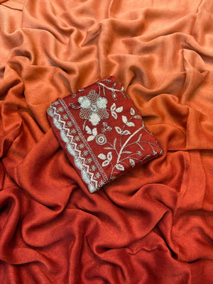 Wedding Wear Rangoli Crush Saree with Shaded Effect & Beads Work Blouse — HOP184